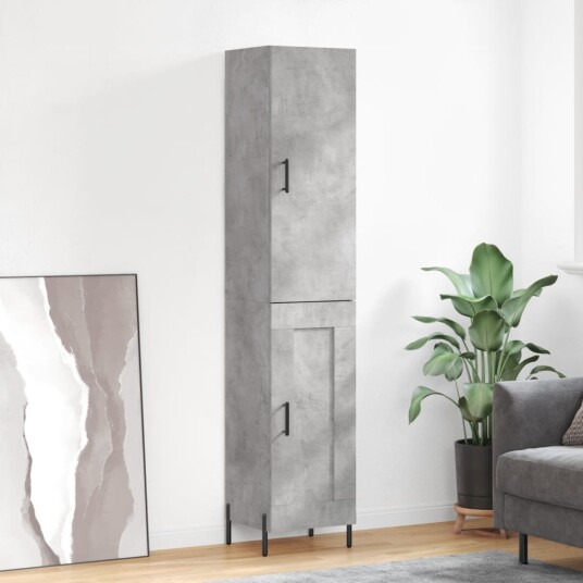 vidaXL Highboard betonggrå 34,5x34x180 cm konstruert tre 8720845485399
