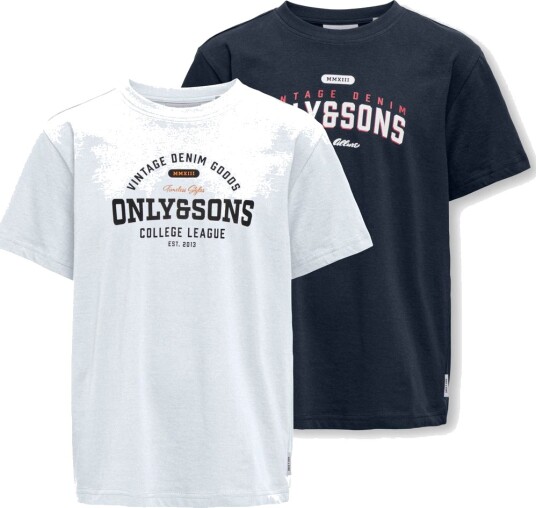 Only & Sons Lenny 2-pk t-skjorte til junior - blue nights (122/128) - 122/128