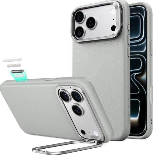 ESR Leather Kickstand MagSafe Case for iPhone 18 Pro Max / 17 Pro Max - Gray
