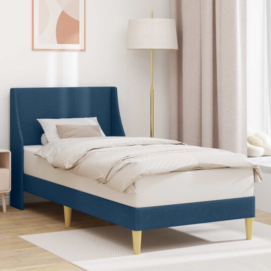 Sengestamme Ensfarget med hodegjerde Blå 90 x 200 cm stoff