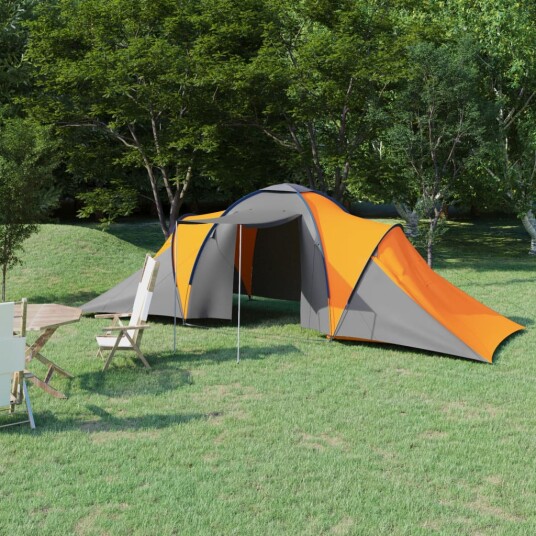 Campingtelt 6 personer grå og oransje