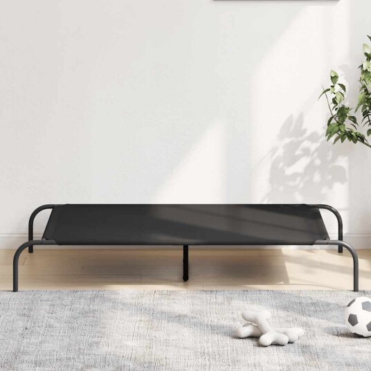 Vidaxl Forhøyet Hundeseng Svart 130X80X20 cm Tekstil Og Stål