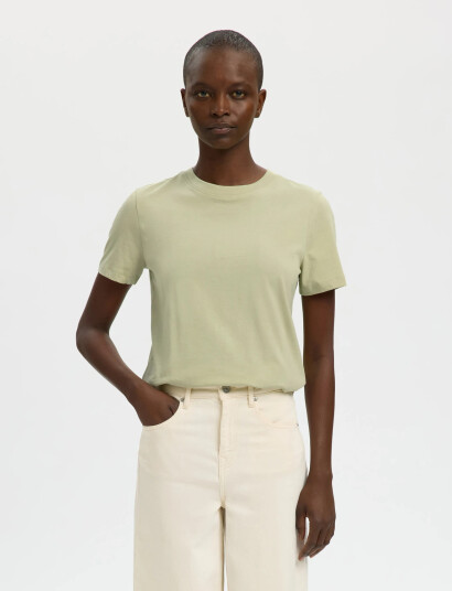 Selected Slfmyessential Ss O Neck Tee Noos Green XL