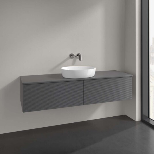 Villeroy & Boch  Antao Servantskap med 2 skuffer 160x50x36 cm m/lys Antrasitt Matt