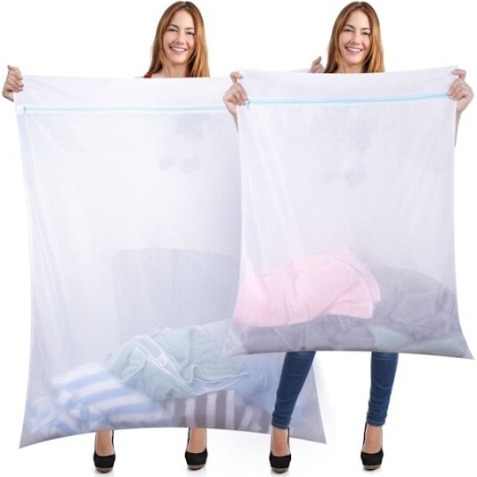 4 Stykker Jumbo Vaskeposer i Mesh 50cm*60cm for Vaskemaskin Klesvask Skittentøy Vaskemaskin Tørketrommel Nettbeskytter