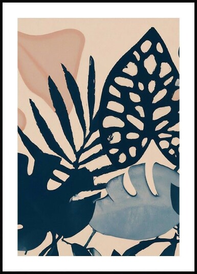 Powder Pink Leaves Plakat Plakat / 50x70cm