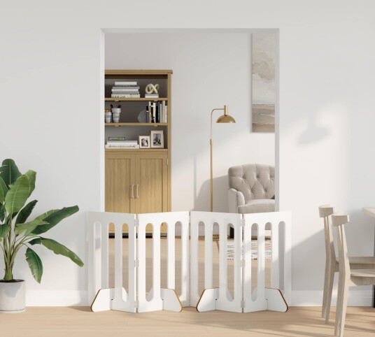 Vidaxl Folding Pet Fence 4 Stk. Høgglans Hvit 201 X 38 X 70 cm