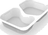 Bakke 2 Rum 1/4 Gn 630/500 Ml 265X162x43 Mm Pp Hvid,225 Stk/Krt