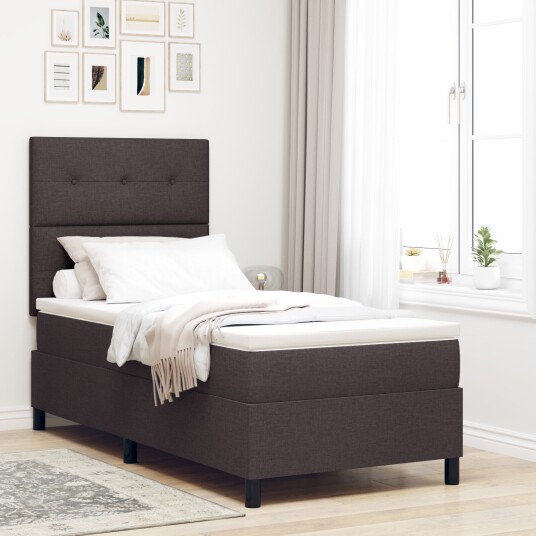 Box Spring Seng med madrass Mørkebrunt 100x200 cm Stoff 3339367