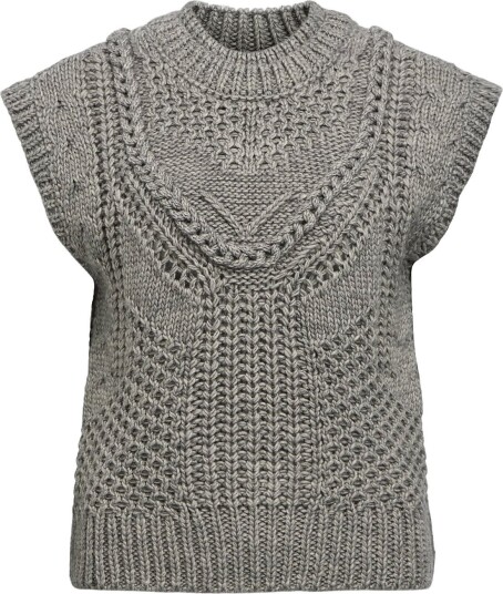 Object Objhinna S/L Re Knit Vest 146 MEDIUM GREY MELANGE S