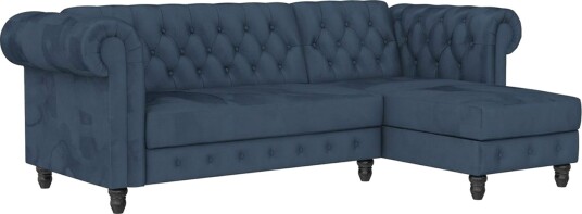Sovesofa Felix 241x154x83 cm Blå Fløyel/Tre/Metall 241x154x83 cm Blå Fløyel/Tre/Metall