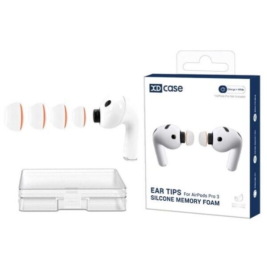Silikonputer for AirPods Pro 3 størrelse XS/S/M/L Hvit/Oransje