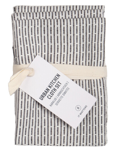 The Organic Company Urban Kitchen Cloth (Pack Of 3 Pcs) - Grey - ONE SIZE