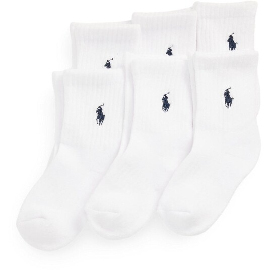 Polo Ralph Lauren White Boy Crew Strømpe 6 Pakke