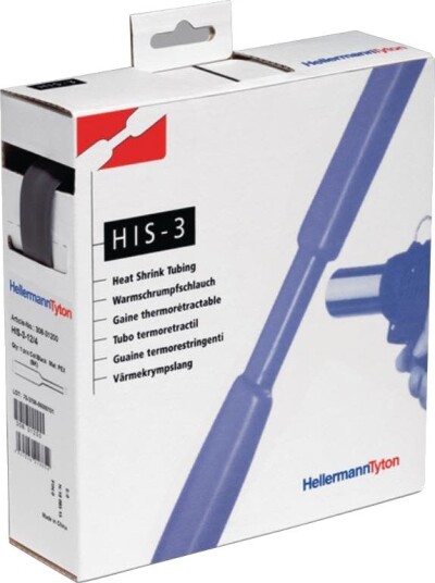 Hellermann Tyton Krympeslange His-3:1, Svart 3/1 mm, 10 m