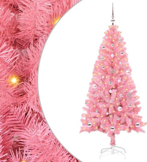  Juletre med 150 LED med stativ Rosa 150 cm PVC