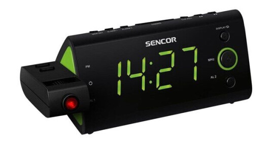 Klokkeradio Sencor SRC 330 med projeksjon - Grønn