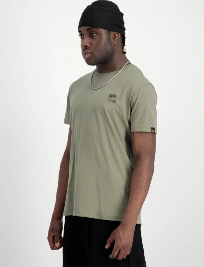 Alpha Industries Camo Logo Puff Print Back Print T - Khaki green - S