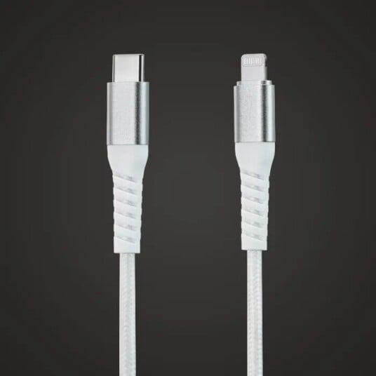 Linocell Premium Kevlar USB-C- til Lightning-kabel Hvit 2 m