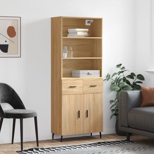 vidaXL Highboard sonoma eik 69,5x34x180 cm konstruert tre 8720845499549