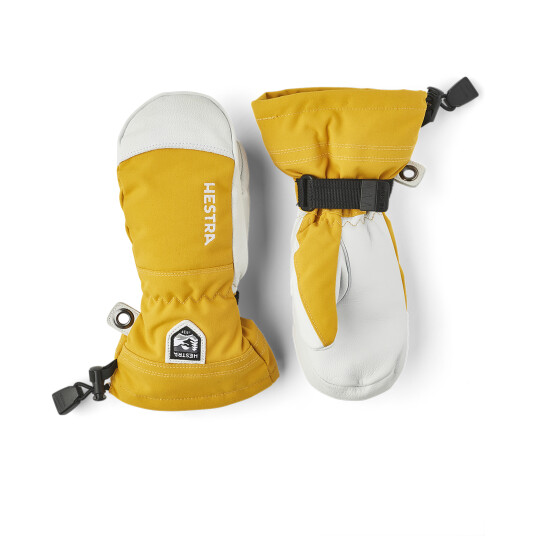 Hestra Army Leather Heli Ski Mitt, alpinvott junior 5 Senap
