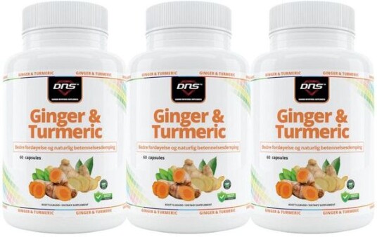 DNS 3 Pack Ginger & Turmeric   Ingefær Og Gurkemeie 3 X 60 Kapsler