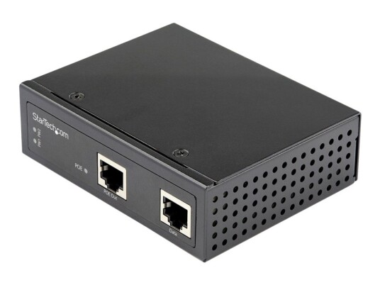 Startech 90W PoE++ Strøminjektor for Router med DIN Rail, -40 til +75°C, Gigabit Ethernet, Sort