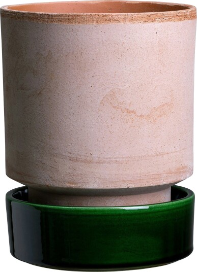 Bergs Potter Hoff Blomsterpotte med Tallerken Rosa/Grønn Ø 14 cm Bergs Potter Hoff Blomsterpotte med Tallerken Rosa/Grønn Ø 14 cm