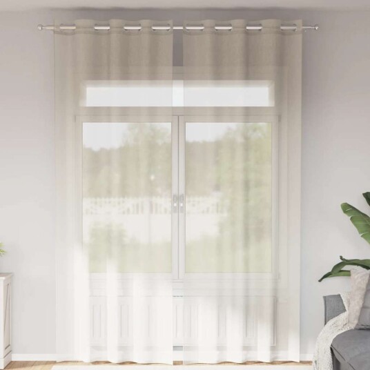 Voilegardiner med grommets 2 stk krem 140x260 cm 8721158550910