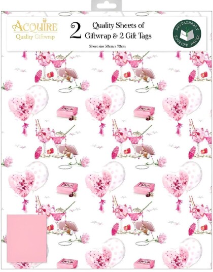 2 stk Rosa Coktail Gavepapir med 2 stk Navnelapper 50x70cm 2 stk Rosa Coktail Gavepapir med 2 stk Navnelapper 50x70cm