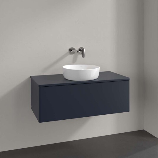 Villeroy & Boch Antao Servantskap med 1 skuff 100x50x36 cm u/lys Blå Matt Villeroy & Boch Antao Servantskap med 1 skuff 100x50x36 cm u/lys Blå Matt