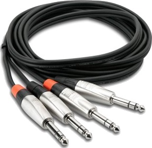 Hosa Technology Hss-010X2, 2X 6.35 Mm Trs, Hankjønn, 2X 6.35 Mm Trs, Hankjønn, 3 M, Sort