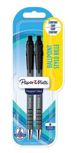 Paper Mate Flexgrip Ultra Retractable Ballpoint Pens  Medium Point 1.0mm  Svart  2 Count