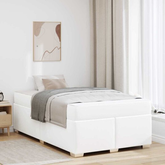 Sengestamme med madrass Hvit 120 x 200 cm stoff Sengestamme med madrass Hvit 120 x 200 cm stoff