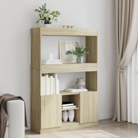  Highboard sonoma eik 92x33x140 cm konstruert tre