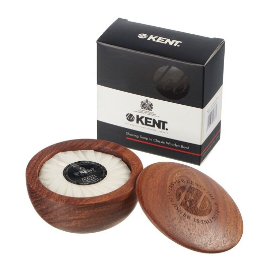 Kent Brushes Dark Oak Shaving Bowl with Luxury Shaving Soap 120 g Kent Brushes Dark Oak Shaving Bowl with Luxury Shaving Soap 120 g