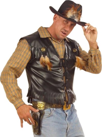 Svart Skinnimitert Cowboy/Biker Vest Strl XL