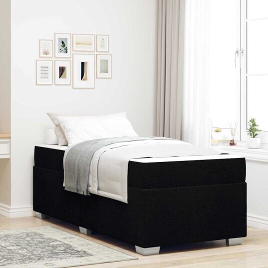  Sengestamme med madrass Svart 90 x 200 cm stoff