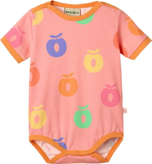 Småfolk Short Sleeved Baby Body With Apples Pink 80