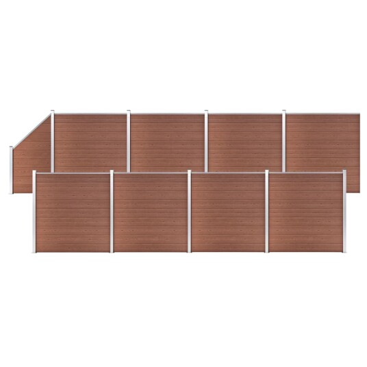 vidaXL Gjerdesett WPC 8 firkantet + 1 slisset 1484x186 cm brun