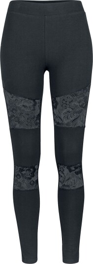 Urban Classics Leggings - Ladies Lace Inset Leggings - XS til 5XL - Damer - svart