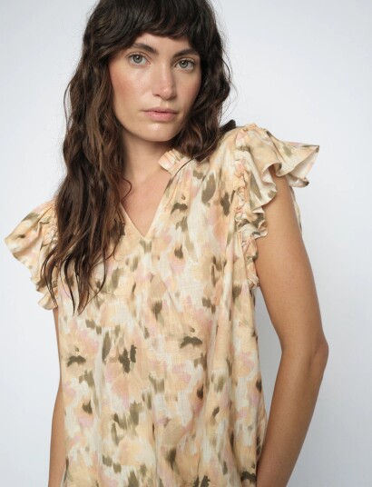 MOS MOSH Mmtea Flower Field Blouse Beige L
