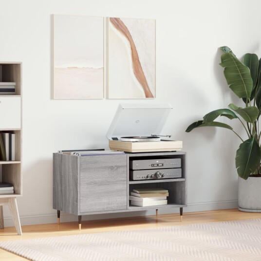 Hifi benk grå sonoma 85x38x48 cm konstruert tre