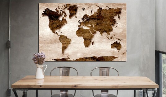 Tavla World Map: 60x40 Brown