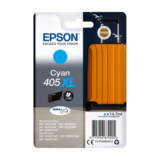 Epson 405XL - cyan - original - ink cartridge - Blekkpatron Blå
