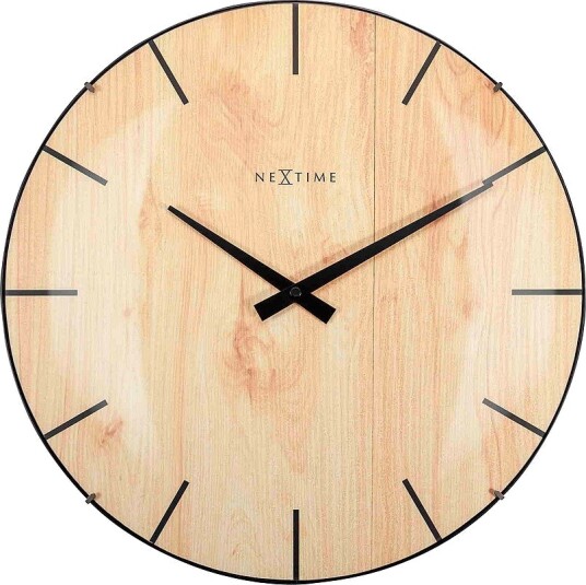 NeXtime Veggklokke Edge Wood Dome diameter 35 cm Brun