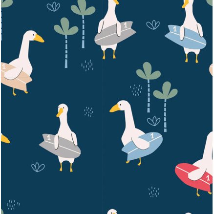 Balsløw Bomullsjersey Print Stoff 150 cm 008 Fugler 50cm
