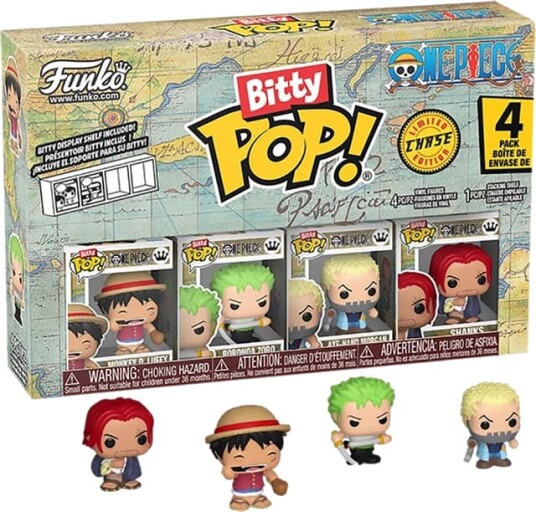 Funko Bitty POP! Luffy, Zoro, Morgan, Shanks actionfigurer