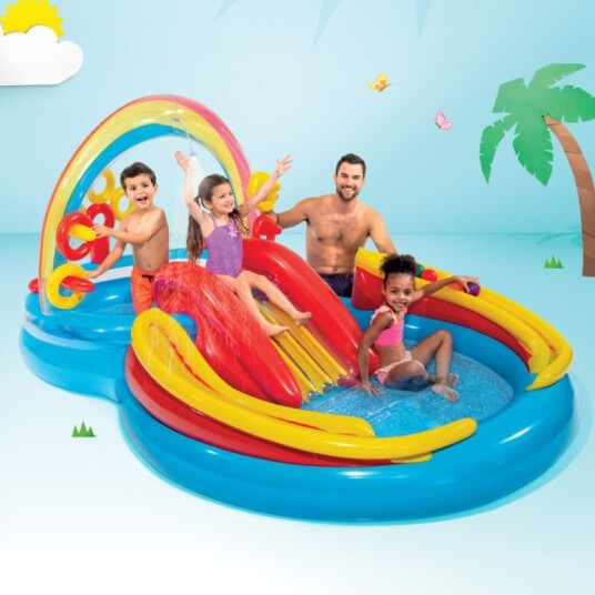 Intex Oppblåsbart basseng Rainbow Ring Play Center 297x193x135 57453NP Intex Oppblåsbart basseng Rainbow Ring Play Center 297x193x135 57453NP