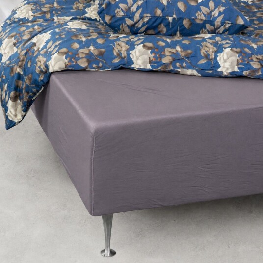 Borg Living Mykt laken 90x200 cm   Formsydd laken i 100% bomullssatin   Lys grått laken til madrass   By Night satin laken